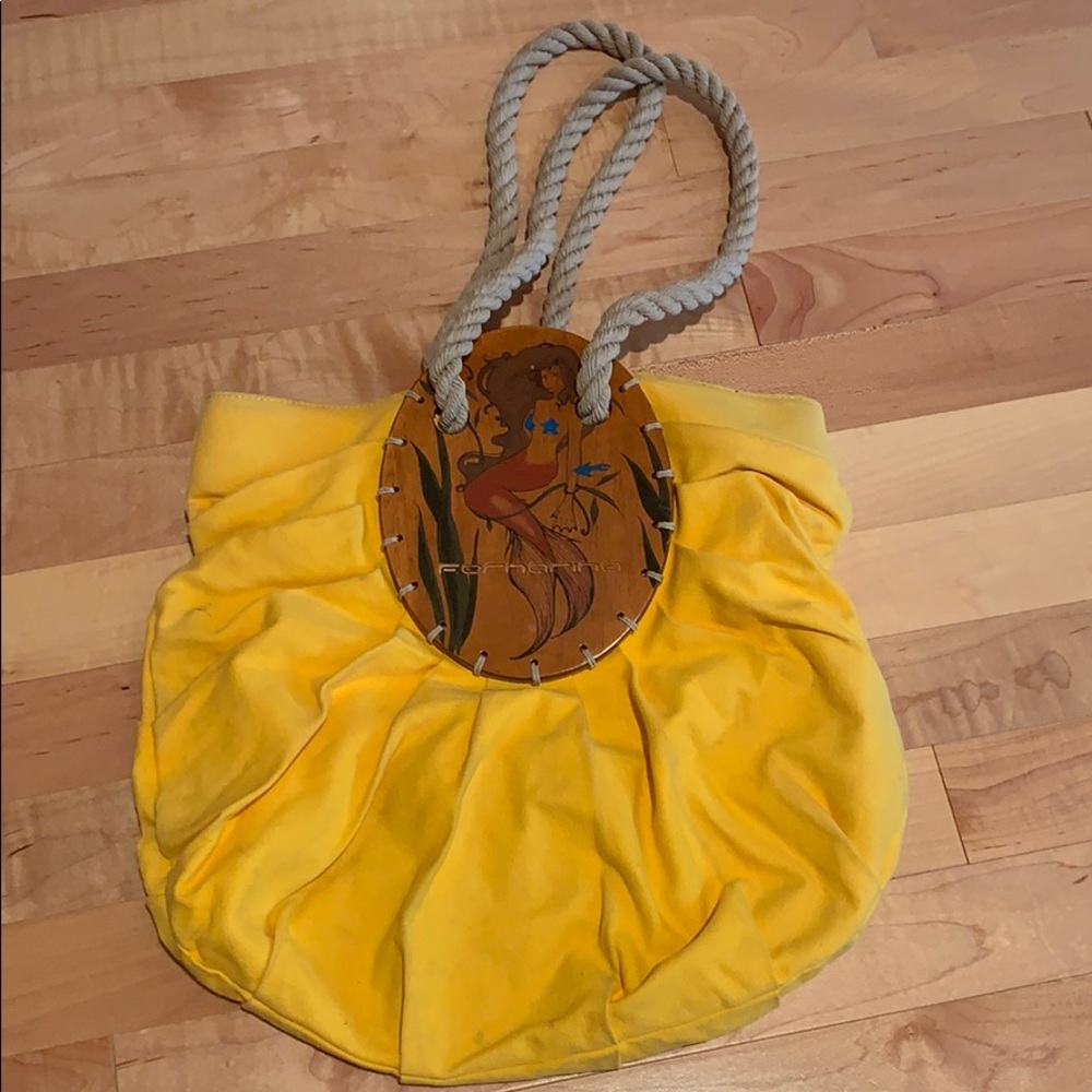 Fornarina yellow shoulder beach bag